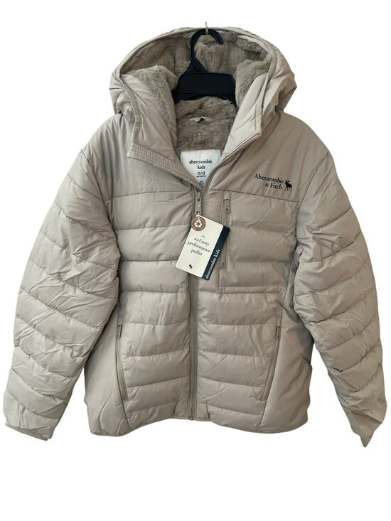 Abercrombie & Fitch Other - Abercrombie Kids Beige Puffer Jacket Faux Fur Lined Hooded Kids Sz 11/12 NWT